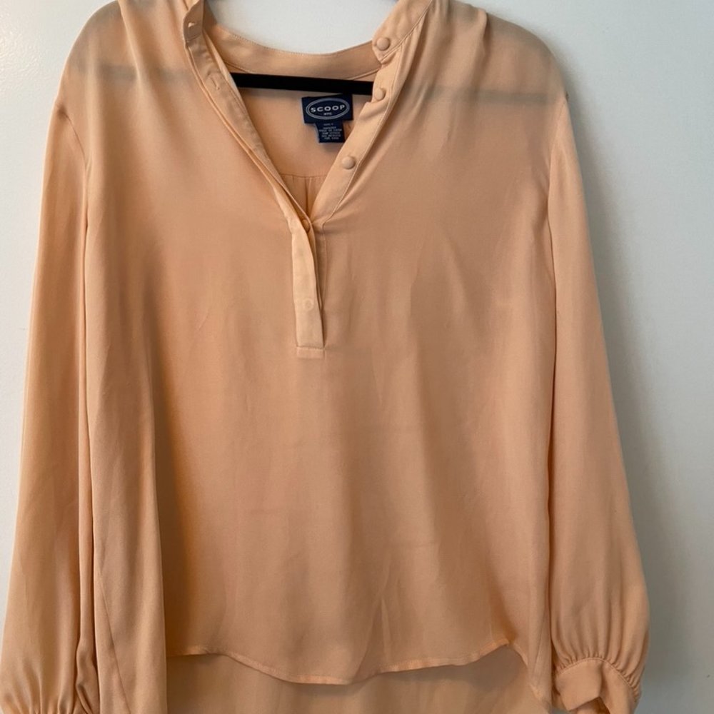SCOOP NYC Silk Beige Blouse
